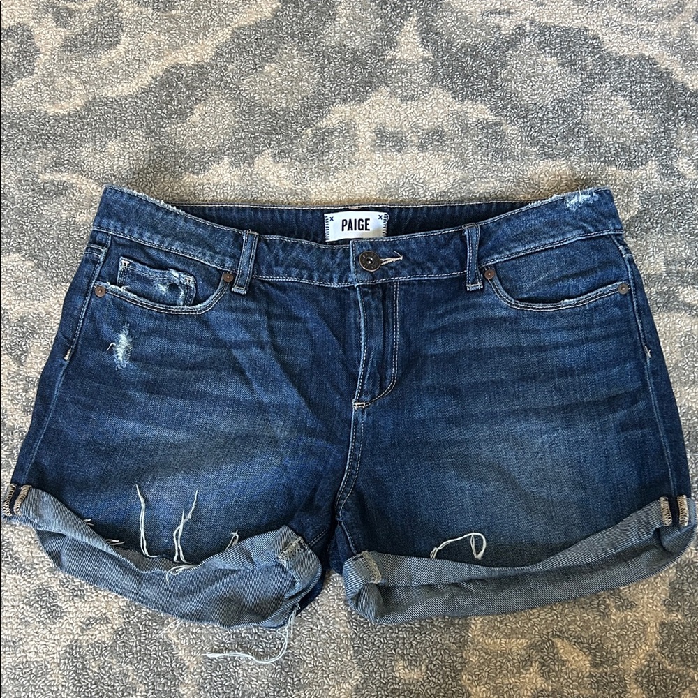 PAIGE Dark Blue Denim Shorts